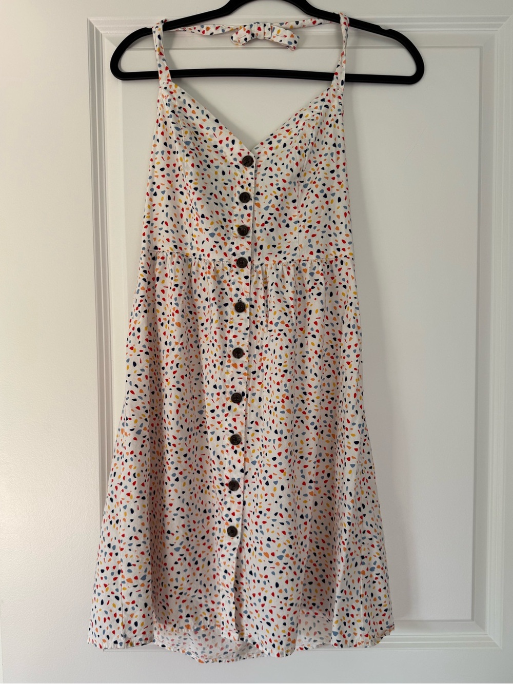Banana Republic White Midi Dress with Multicolor Confetti Print